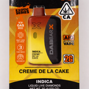 ** Crème De La Cake** Dab-Bar X (Exotic Series) Liquid Live Diamonds 2g Disposable! “Indica”